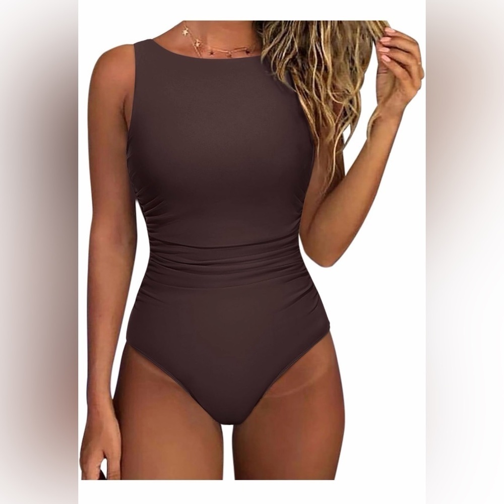 🆕 One Piece Ruched Swimsuit Tummy Control Backless Bathing Suit